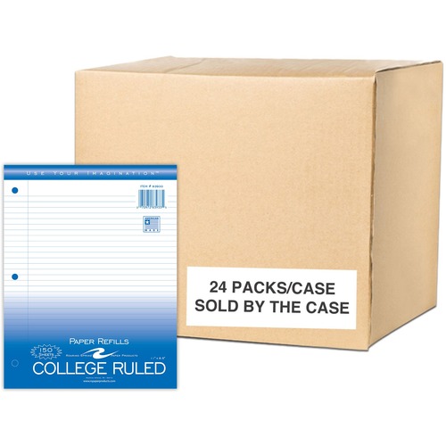 Roaring Spring College Ruled Filler Paper - 150 Sheets - 300 Pages - Printed - Both Side Ruling Surface - Red Margin - 3 Hole(s) - 15 lb Basis Weight - 56 g/m² Grammage - 11" x 8 1/2" Sheet Size - 0.45" Height x 8.5" Width x 11" Length - White Paper 