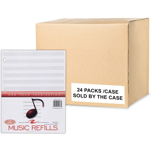 Roaring Spring Music Filler Paper - 20 Sheets - 40 Pages - Printed - Ring - Both Side Ruling Surface - 3 Hole(s) - 32 lb Basis Weight - 119 g/m² Grammage - 11" x 8 1/2" - 0.20" x 8.5" x 11" - White Paper - 24 / Carton