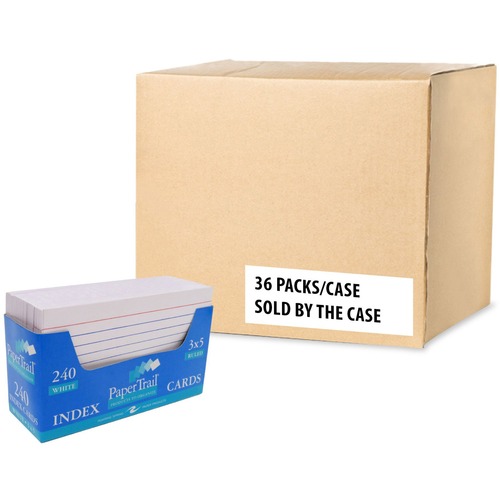 Roaring Spring PaperTrail Ruled Index Cards (240 Count) with Tray - 240 Sheets - 480 Pages - Printed - Front Ruling Surface - 43 lb Basis Weight - 160 g/m² Grammage - 5" x 3" - 5" x 3" x 1.5" - White Paper - 36 / Carton