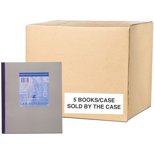 Roaring Spring Carbonless Lab Notebook - 200 Sheets - 400 Pages - Printed - Stapled/Tapebound - Front Ruling Surface - 15 lb Basis Weight - 56 g/m² Grammage - 11" x 9 1/4" - 0.75" x 9.3" x 11" - White, Blue Paper - Black Binding - Chipboard Cover - 5