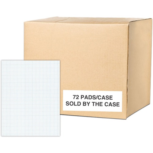 Roaring Spring 5x5 Graph Ruled Gummed Pad with Chipboard Back - 50 Sheets - 100 Pages - Printed - Glued - Both Side Ruling Surface - 15 lb Basis Weight - 56 g/m² Grammage - 11" x 8 1/2" - 0.25" x 8.5" x 11" - White Paper - Chipboard Cover - 72 / Cart