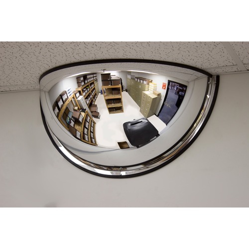 Safety Zone Mirror - Half-dome - 33" Diameter - Black - 1 Each