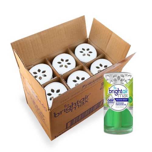 Bright Air Max Odor Eliminator Air Freshener - Gel - 4 fl oz (0.1 quart) - Meadow Breeze - 6 / Carton - Phthalate-free, BHT Free, Paraben-free, Formal