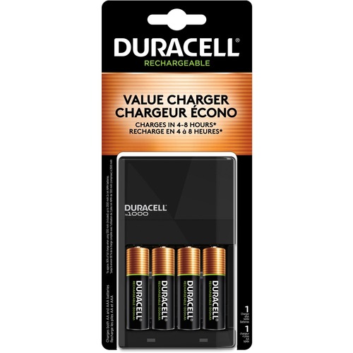 Duracell Ion Speed 1000 Battery Charger - 4 / Carton - 8 Hour Charging - 120 V AC, 230 V AC Input - 3 V DC Output - 4 - AA, AAA