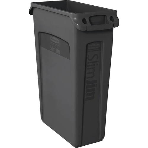 Rubbermaid Commercial Slim Jim Vented Container - 23 gal Capacity - Rectangular - Durable - 30" Height x 11" Width x 22" Depth - Black
