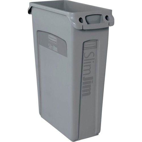 Rubbermaid Commercial Slim Jim Vented Container - 23 gal Capacity - Rectangular - Durable, Handle - 30" Height x 11" Width x 22" Depth - Gray