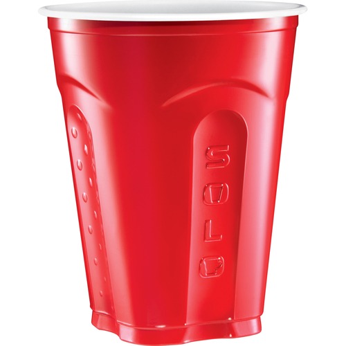 Solo Squared Plastic Cups - 18 fl oz - 600 / Carton - Multi, Red, White - Plastic - Party