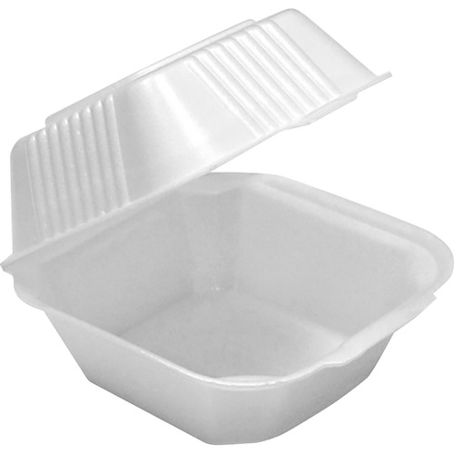 Pactiv Foam White Economy 1 Compartment Hinged Lid Takeout Sandwich Container, 30 Ounce Capacity -- 500 per Case