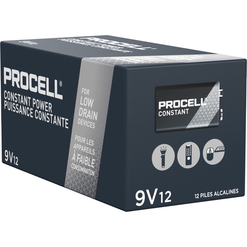 Duracell PROCELL Alkaline 9V Batteries - For Smoke Alarm, Radio, Security System, Transmitter, Microphone, Infusion Pump - 9V - Alkaline - 72 / Carton