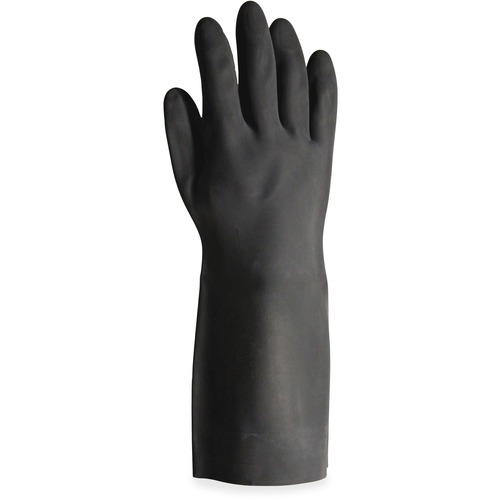 ProGuard Long-sleeve Lined Neoprene Gloves - Acid, Grease, Oil Protection - Medium Size - Unisex - Black - Extra Heavyweight, Flock-lined, Embossed Grip, Chemical Resistant, Tear Resistant, Oil Resistant, Grease Resistant, Acid Resistant, Long Sleeve - Fo