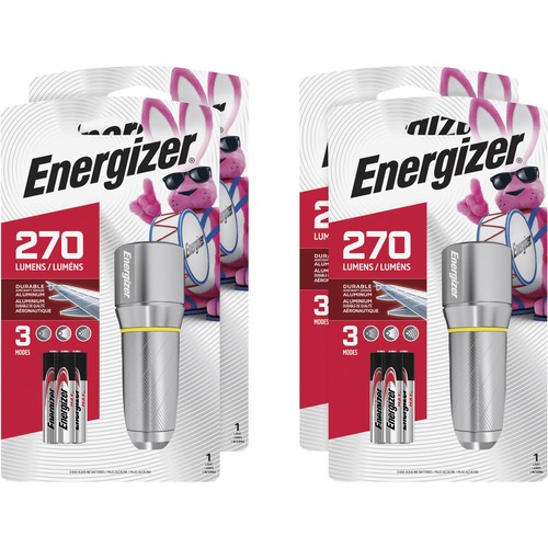 Energizer Vision HD Compact Flashlight - LED - 270 lm Lumen - 3 x AA - Battery - Metal, Alloy - Chrome - 4 / Carton