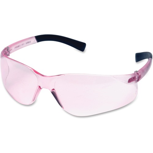 Pink Lens Safety Glasses with Rubber Temple Tips, 821 FIT Style Series - Wraparound Lens, Non-Slip Temple, Soft, Comfortable, Frameless, Anti-fog - Sm