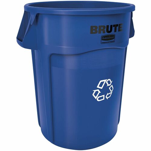 Rubbermaid Commercial Brute 44-Gallon Vented Recycling Containers - 44 gal Capacity - Round - Reinforced, Damage Resistant, Chip Resistant, Rust Proof, Peel Resistant, Crack Resistant, Crush Resistant, Heavy Duty, Handle, Tear Resistant - 31.5" Height x 2