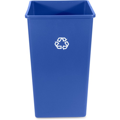 Rubbermaid Commercial 50-Gallon Square Recycling Container - 50 gal Capacity - Square - Weather Resistant, Easy to Clean, Compact - 34.3" Height x 19.5" Width x 19.5" Depth - Resin - Blue - 4 / Carton