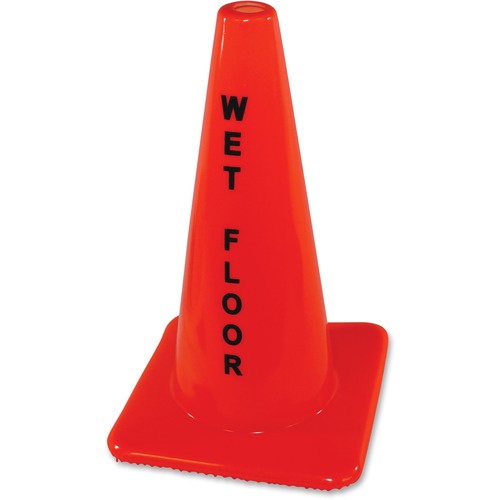 Impact Products Wet Floor Orange Safety Cone - 6 / Carton - Wet Floor Print/Message - 16.6" Width x 18" Height - Cone Shape - Heavy Duty - Vinyl - Ora