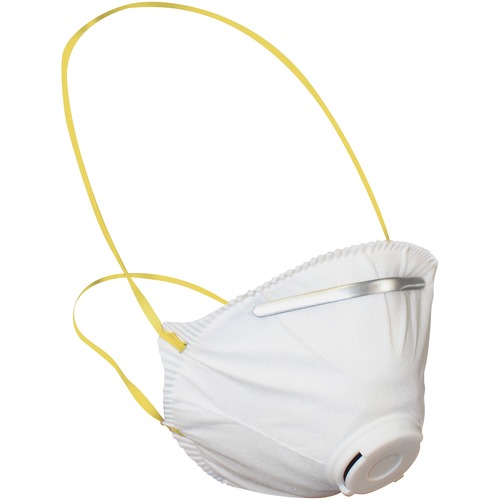 ProGuard Particulate Respirators w/Exhalation Valve - Universal Size - Respiratory, Dust, Pollen, Mist, Grass, Flying Particle, Respiratory Protection - White - Comfortable, Adjustable Nose-piece, Disposable, Comfortable, Disposable - 12 / Carton
