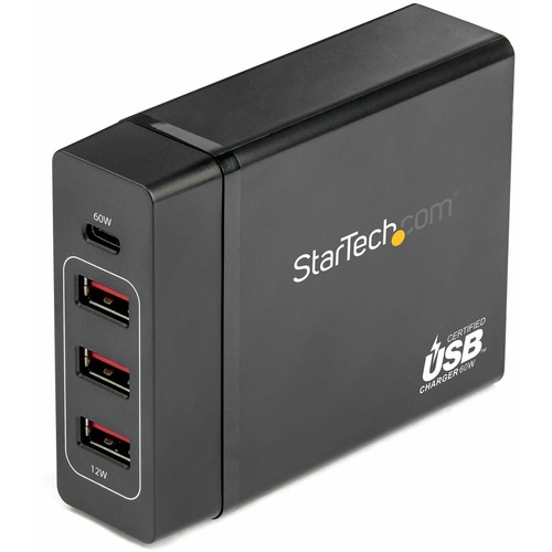 StarTech.com USB-C Charging Station, 72W, 1x USB-C + 3x USB-A, Portable Charger with PD, Laptop Replacement Charger, USB-C Power Adapter - 72W USB charging station w/ 1x USB-C PD 3.0 (60W) and 3x USB-A BC 1.2 (12W) fast charge ports - USB-IF/ETL/FCC/ICES 