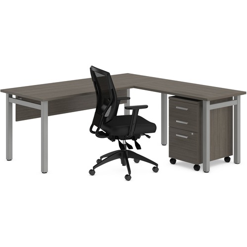 NLP231 Office Furniture Suite - 66" x 66" x 29" , 0.1" - Material: Laminate - Finish: Silver Handle, Silver Lock, Black, Absolute Acajou