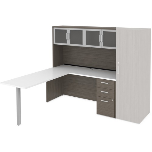 Offices To Go Ionic MLP519 Workstation - 2-Drawer - 66" x 72" , 0.1" Edge - 2 x File Drawer(s) - Material: Metal, Thermofused Laminate (TFL) Surface, Polyvinyl Chloride (PVC) Edge - Finish: Absolute Acajou, White