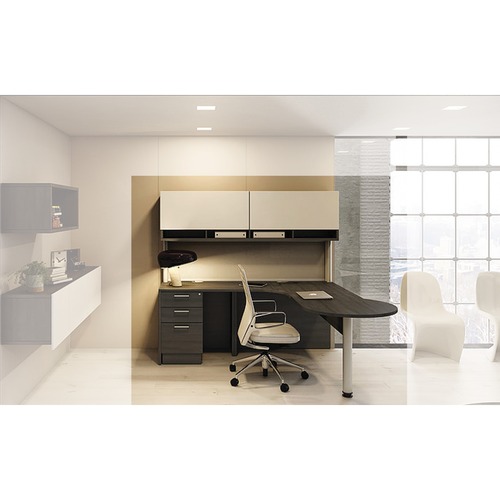 Links Contract Furniture Links Executive Workstation - 72" x 67" - Material: Laminate - Finish: True White, London Fog