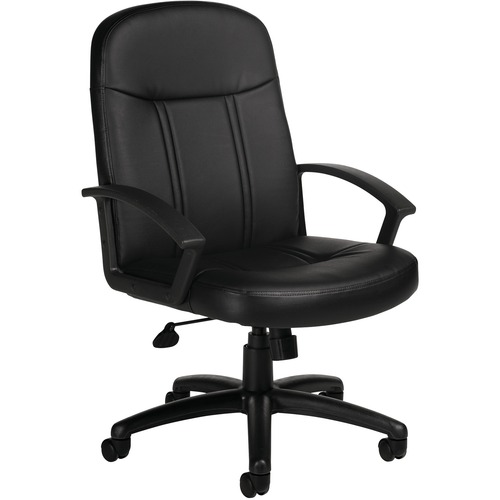 Offices To Go Luxhide Managers Chair - Black Luxhide, Mock Leather, Fabric Seat - Black Luxhide, Fabric, Mock Leather Back - High Back - 5-star Base - Yes - 1 Each