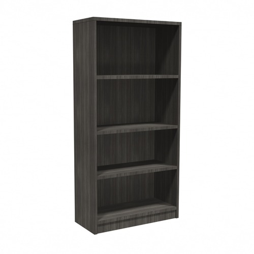 Heartwood Innovations Bookcase - 1" Shelf, 0.1" Edge - 4 Shelve(s) - Material: Particleboard, Polyvinyl Chloride (PVC) Edge, Laminate - Finish: Gray Dusk, Thermofused Laminate (TFL) Top