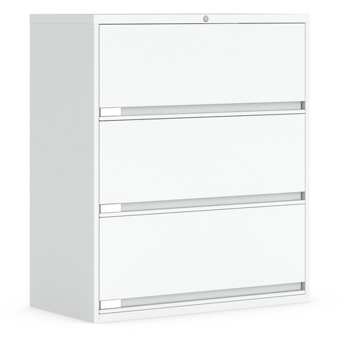 Global 9100 Plus File Cabinet - 3-Drawer - 3 x Shelf(ves) - 3 x Drawer(s) for File - Letter, Legal - Lateral - Pull Handle, Lockable - Designer White - Metal