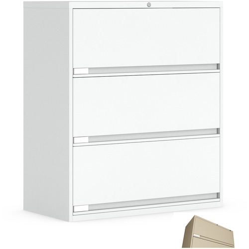 Global 9100 Plus File Cabinet - 3-Drawer - 3 x Shelf(ves) - 3 x Drawer(s) for File - Letter, Legal - Lateral - Pull Handle, Lockable - Nevada - Metal