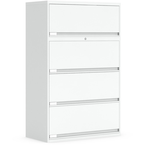 Global 9100 Plus File Cabinet - 4-Drawer - 4 x Shelf(ves) - 4 x Drawer(s) for File - Letter, Legal - Lateral - Pull Handle, Lockable - Designer White - Metal