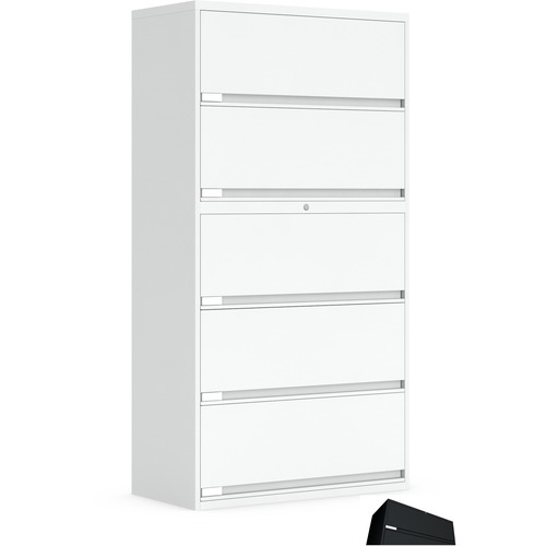 Global 9100 Plus File Cabinet - 5-Drawer - 5 x Shelf(ves) - 5 x Drawer(s) for File - Letter, Legal - Lateral - Pull Handle, Lockable - Black - Metal