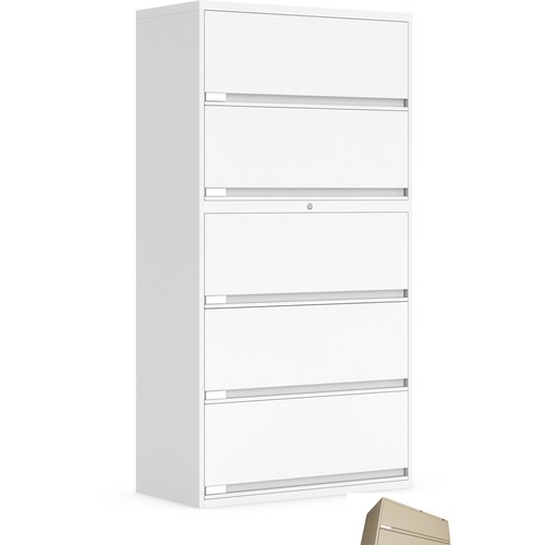 Global 9100 Plus File Cabinet - 5-Drawer - 5 x Shelf(ves) - 5 x Drawer(s) for File - Letter, Legal - Lateral - Pull Handle, Lockable - Nevada - Metal