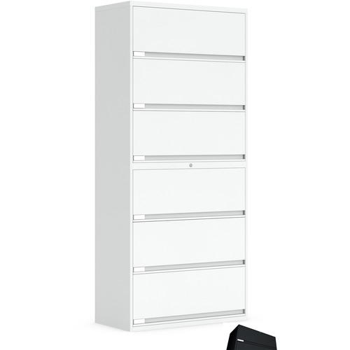 Global 9100 Plus File Cabinet - 6-Drawer - 6 x Shelf(ves) - 6 x Drawer(s) for File - Letter, Legal - Lateral - Pull Handle, Lockable - Black - Metal