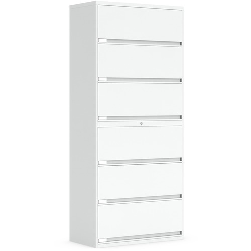 Global 9100 Plus File Cabinet - 6-Drawer - 6 x Shelf(ves) - 6 x Drawer(s) for File - Letter, Legal - Lateral - Pull Handle, Lockable - Designer White - Metal