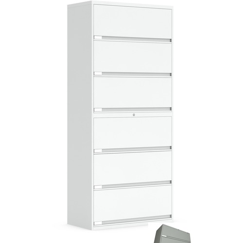 Global 9100 Plus File Cabinet - 6-Drawer - 6 x Shelf(ves) - 6 x Drawer(s) for File - Letter, Legal - Lateral - Pull Handle, Lockable - Gray - Metal