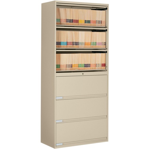Global 9100 Plus File Cabinet - 6-Drawer - 6 x Shelf(ves) - 6 x Drawer(s) for File - Letter, Legal - Lateral - Pull Handle, Lockable - Nevada - Metal