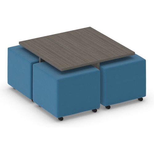Offices To Go Coffee Table - Square Top - 35" Table Top Length x 35" Table Top Width - 19.5" Height - Absolute Acajou - Particleboard, Thermofused Laminate (TFL)