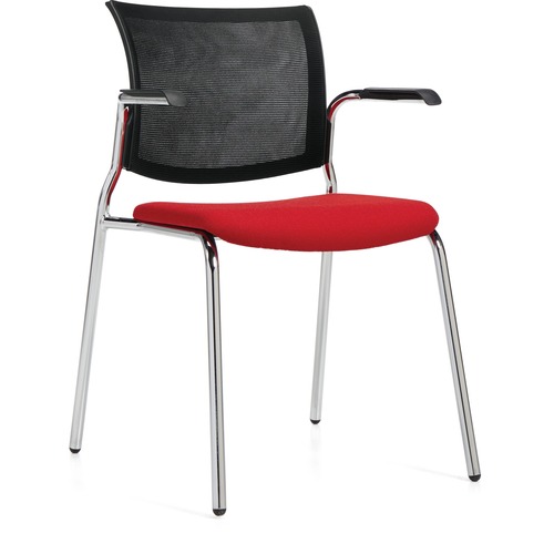 Offices To Go OTG13060 Guest Chair - Fabric Seat - Mesh Back - Chrome Frame - Four-legged Base - Poppy - Yes - 1 Each