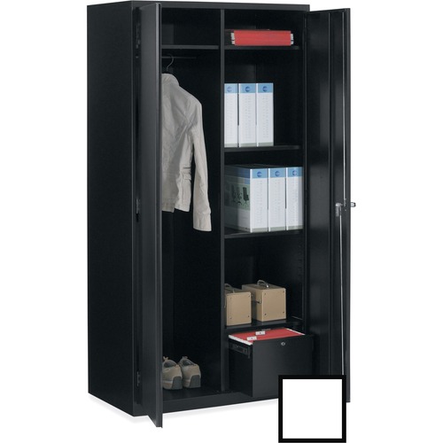 Global Fileworks 93SW-2072 Wardrobe - 1-Drawer - 36" x 20" x 72" - 4 x Shelf(ves) - 1 x Drawer(s) for File - Lockable, Adjustable Shelf - Designer White - Storage Cabinets - GLB93SW2072DWT