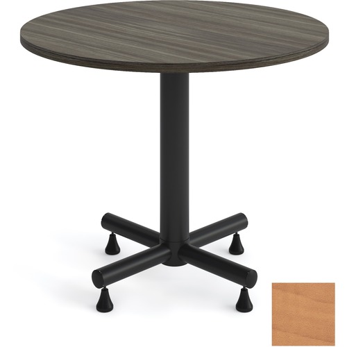 Heartwood HDL Innovations Round Cafeteria Table - 30" x 36" , 1" Table Top, 0.1" Edge - Material: Polyvinyl Chloride (PVC) Edge, Metal Leg - Finish: Powder Coated Black Base, Evening Zen - Cafeteria & Breakroom Tables - HTWINVR36EZ