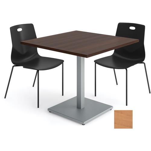 Heartwood HDL Innovations Square Cafeteria Table - 1" Table Top, 36" x 36" x 30" , 0.1" Edge - Material: Polyvinyl Chloride (PVC) Edge, Metal Base - Finish: Black Base, Sugar Maple
