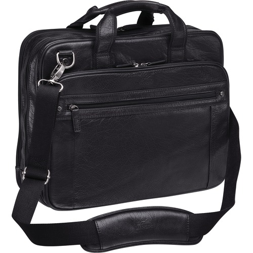 MANCINI ARIZONA Carrying Case (Briefcase) for 15.6" Notebook - Black - Vegetable Tanned Buffalo Leather - Shoulder Strap - 12" (304.80 mm) Height x 16.25" (412.75 mm) Width x 4" (101.60 mm) Depth