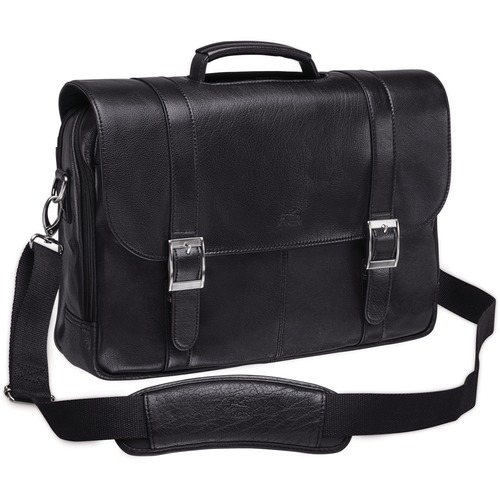 MANCINI ARIZONA Carrying Case (Briefcase) for 16" Notebook - Black - Vegetable Tanned Buffalo Leather - Shoulder Strap - 11.50" (292.10 mm) Height x 16" (406.40 mm) Width x 4.50" (114.30 mm) Depth