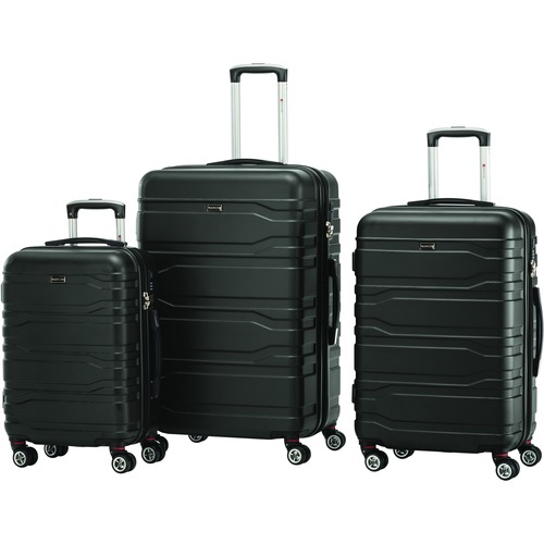 Holiday Travel/Luggage Case (Suitcase) Travel Essential, Luggage - Black - Impact Resistant - Mesh Pocket - Checkpoint Friendly - 3 x Pieces per Set