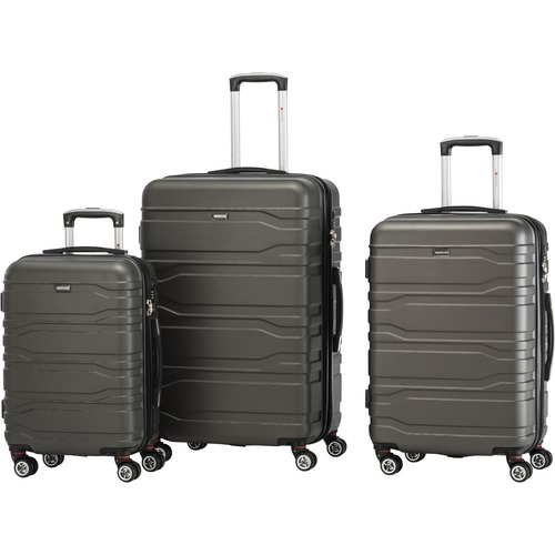 Holiday Travel/Luggage Case (Suitcase) Travel Essential, Luggage - Charcoal Gray - Impact Resistant - Mesh Pocket - Checkpoint Friendly - 3 x Pieces per Set