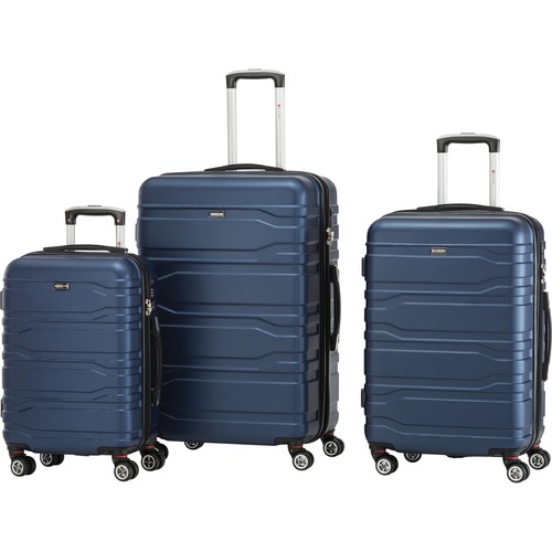 Holiday Travel/Luggage Case (Suitcase) Travel Essential, Luggage - Navy Blue - Impact Resistant - Mesh Pocket - Checkpoint Friendly - 3 x Pieces per Set