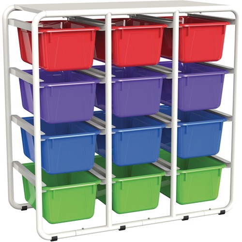 Storex Storage Rack with 12 Cubby Bins, Assorted Colors - 12 Compartment(s) - 27.5" Height x 13.3" Width27.8" Length - 1 Each
