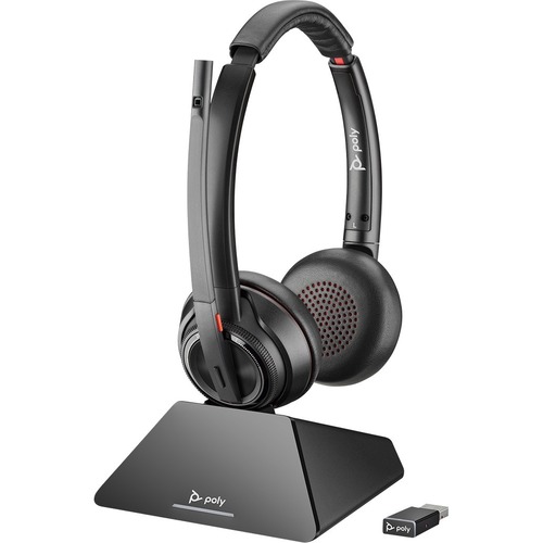 Plantronics Savi 8220 UC, Stereo, Standard - Stereo - Wireless - DECT 6.0 - 590.6 ft - 32 Ohm - 20 Hz to 20 kHz - Over-the-head - Binaural - Supra-aural - Noise Cancelling Microphone - Noise Canceling