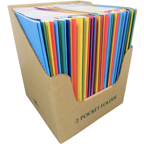 Roaring Spring Letter Fastener Folder - 8 1/2" x 11" - 3 x Prong Fastener(s) - 2 Internal Pocket(s) - Blue, Red, Dark Blue, Green, Yellow - 100 / Carton