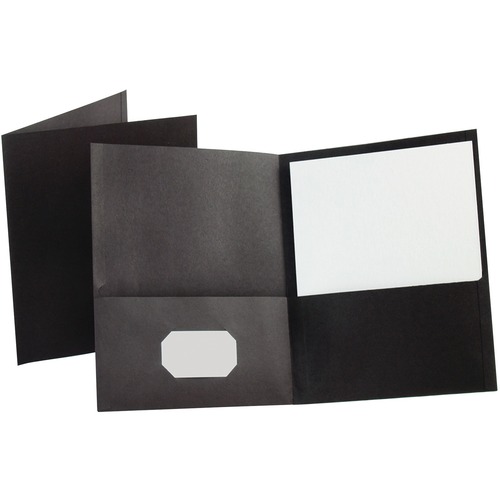 Oxford Recycled Portfolio - 100 Sheet Capacity - 2 Inside Front Pocket(s) - Leatherette Paper - Black - 6 / Pack