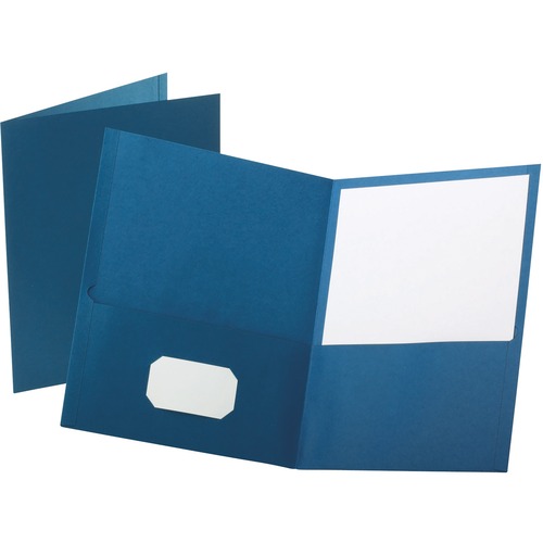 Oxford Letter Recycled Portfolio - 8 1/2" x 11" - 100 Sheet Capacity - 2 Inside Front Pocket(s) - Blue - 6 / Pack